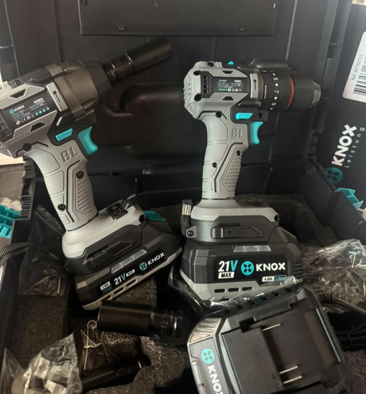 Kit Brushless KNOX 21V — Taladro de Impacto + Llave de Impacto Inalámbricos